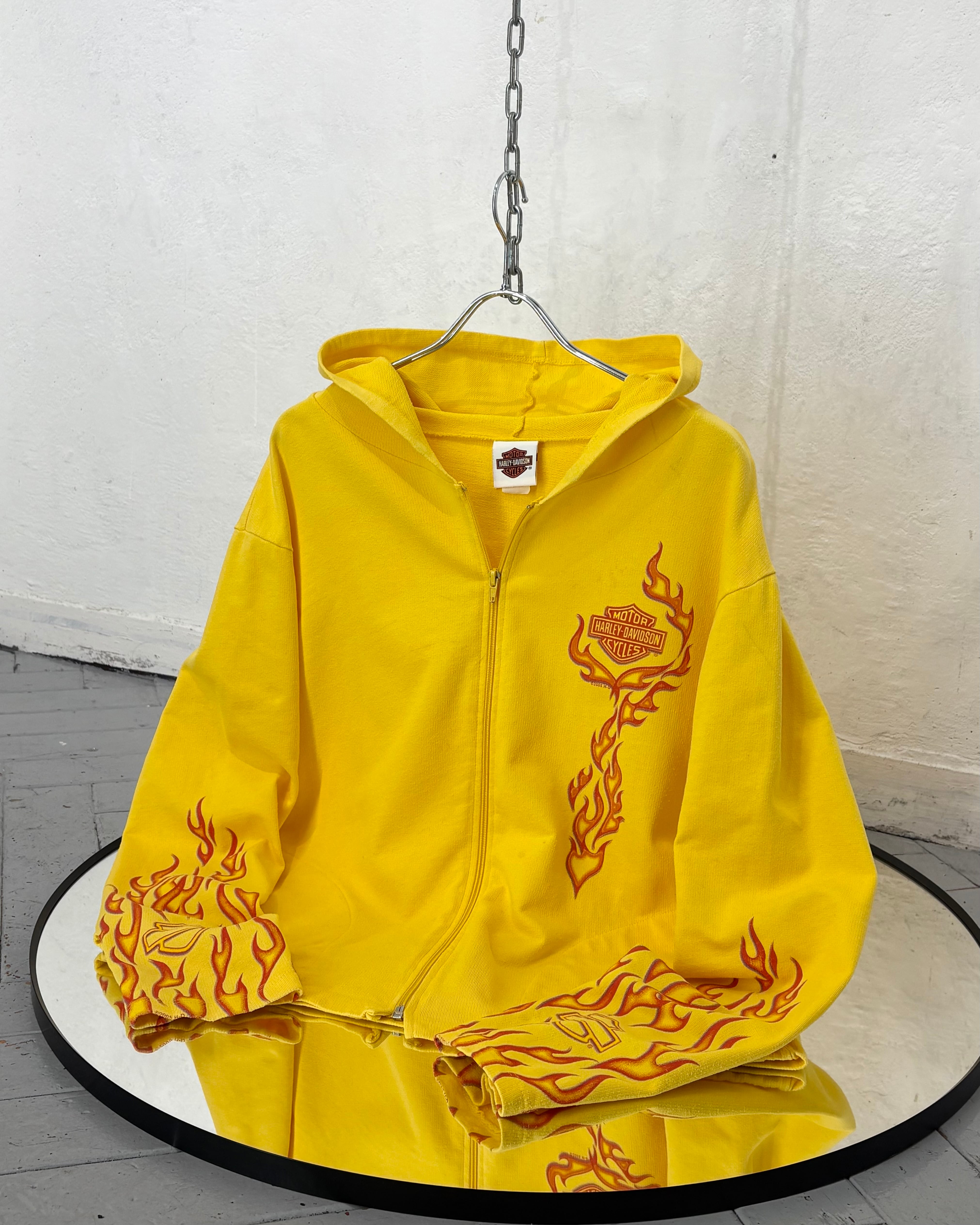00s HARLEY-DAVIDSON Fire Pattern Zip-up Light Parka USA製