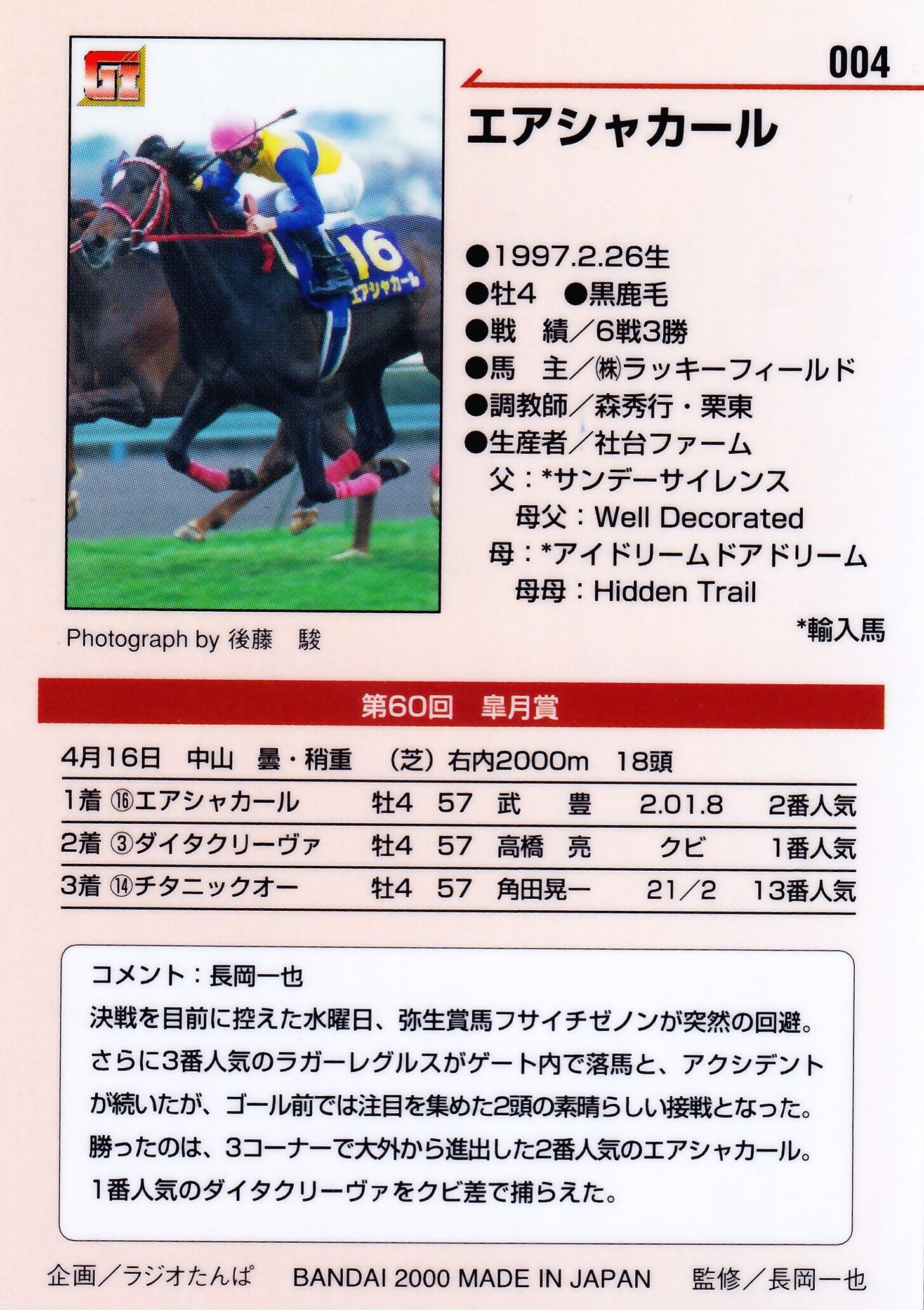 エアシャカール：第60回 皐月賞「サラブレッドカード 00年上半期」No