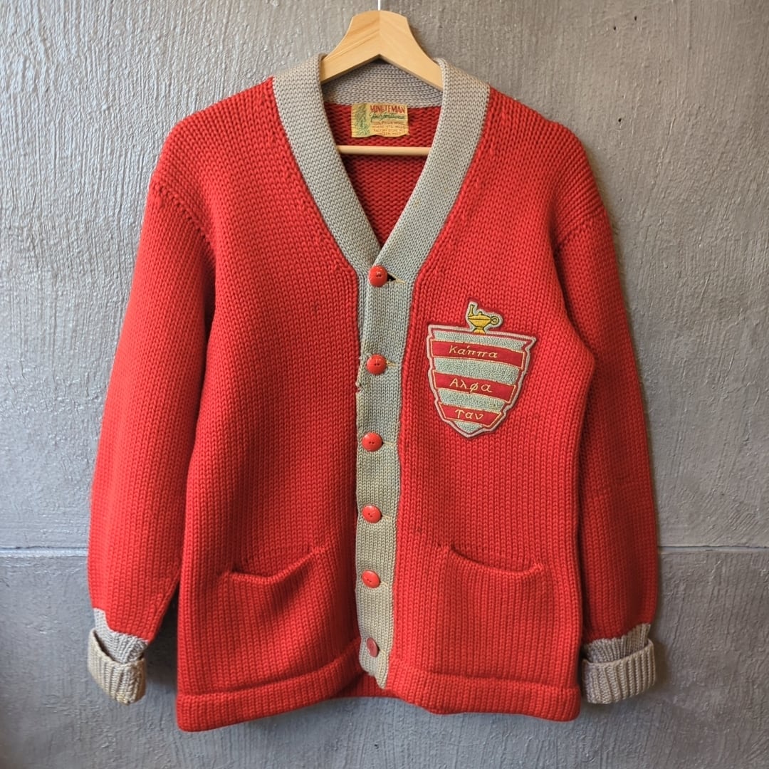 USED］60s Vintage MINUTEMAN Wool Knit Lettered Cardigan | THE END