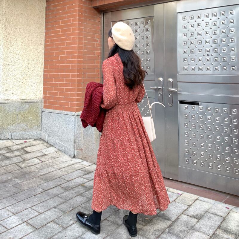 新版 ヴィンテージ風 秋ワンピース ワンピース Hesperiavet Com