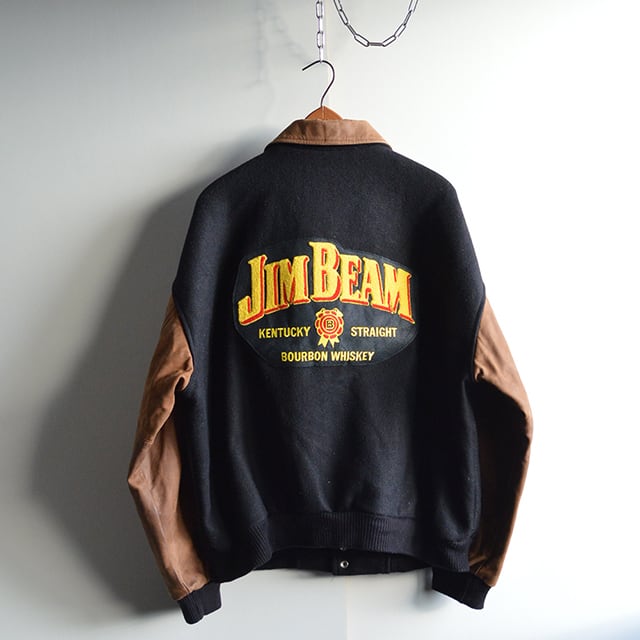 90s JIM BEAM（ジムビーム） ビッグシルエット袖革スタジャン カナダ製