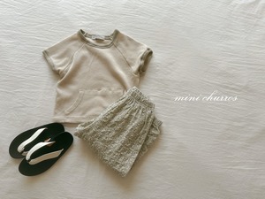 【churros】ワッフルポケットTシャツ 80〜120cm ベージュ 230515
