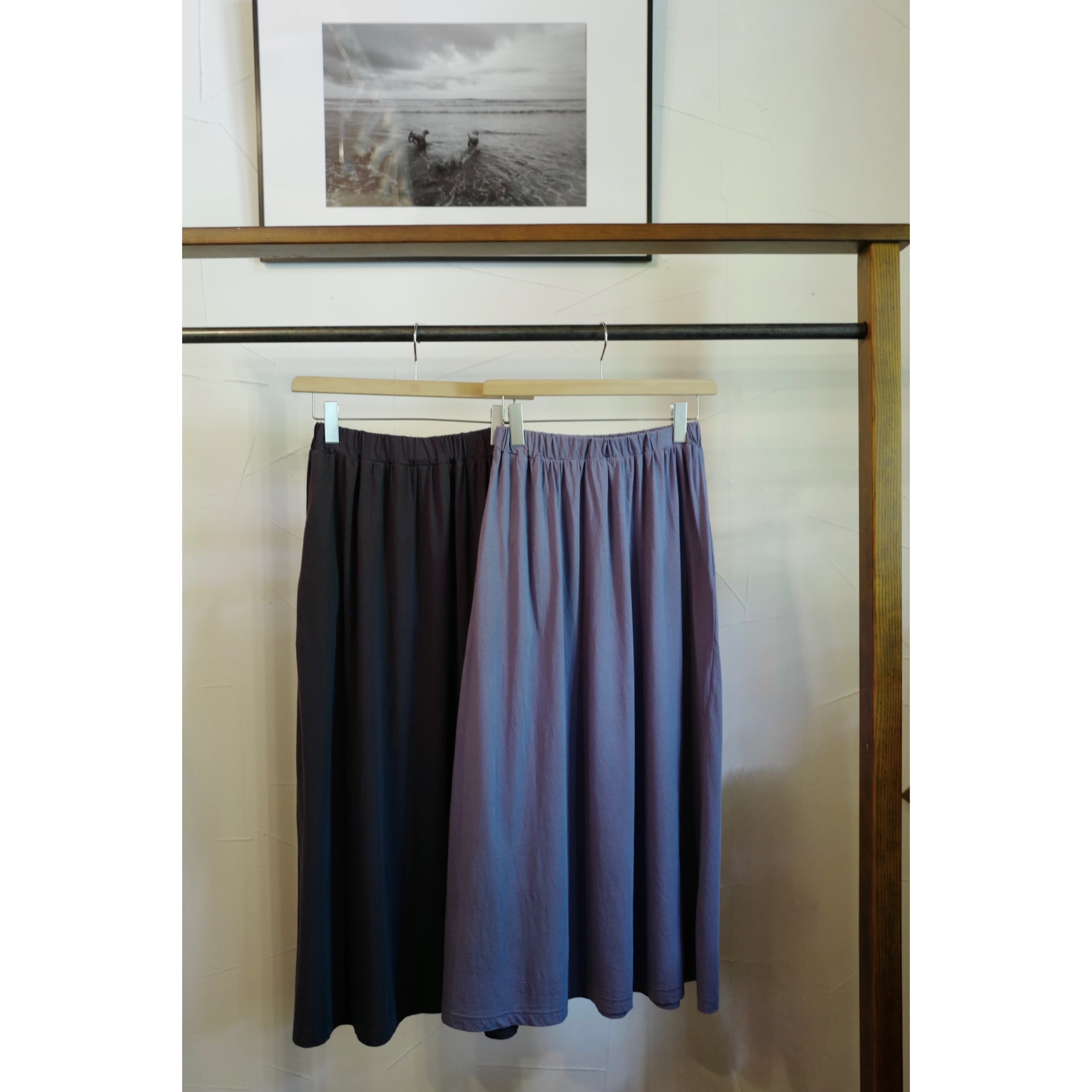 ★新品タグ付★ Boutique Ordinary Iライン ロングスカート　黒 Boutique Ordinary ｜ gather long skirt (cotton 100%) col. blue