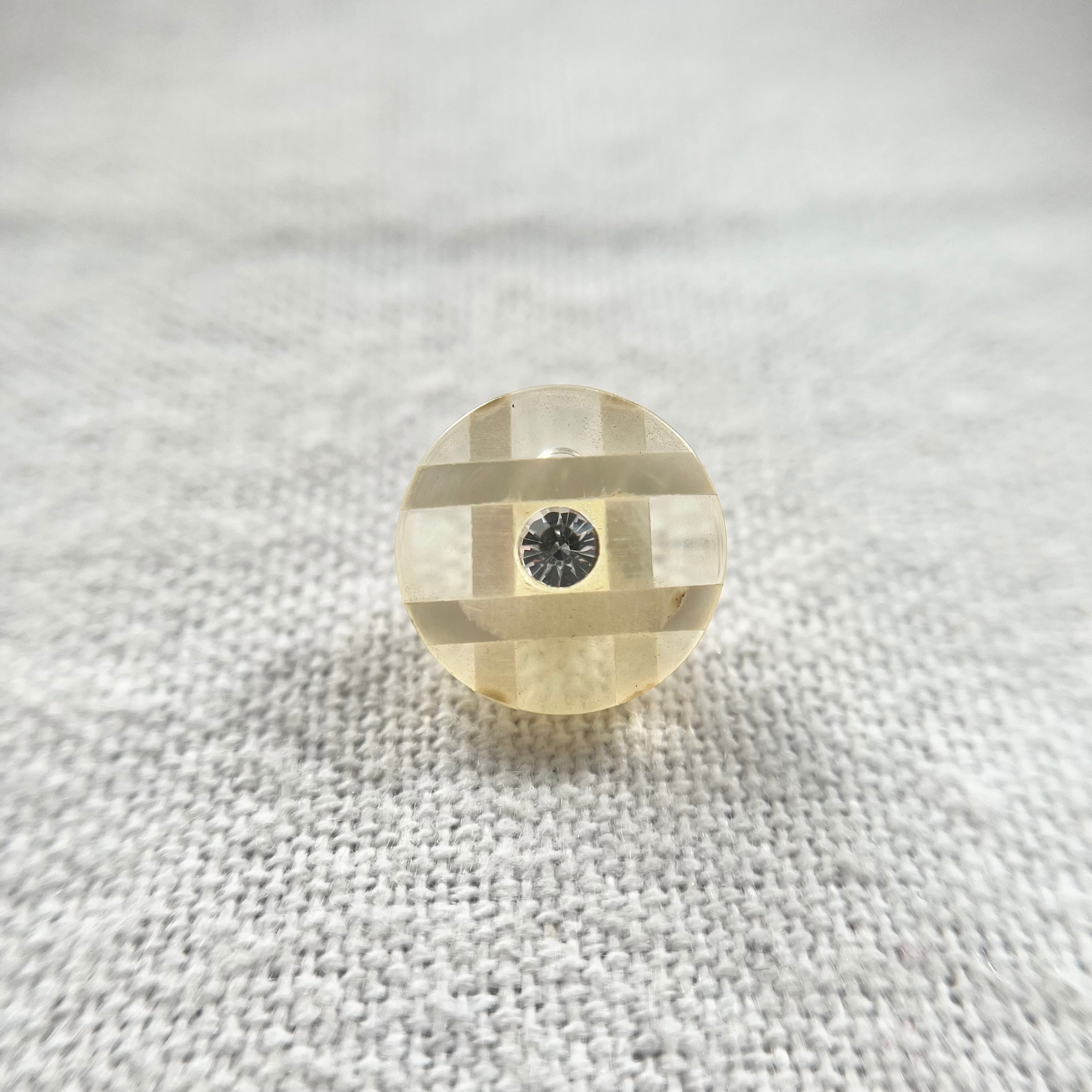 白蝶貝チェック 1粒ラインストーン 13mm