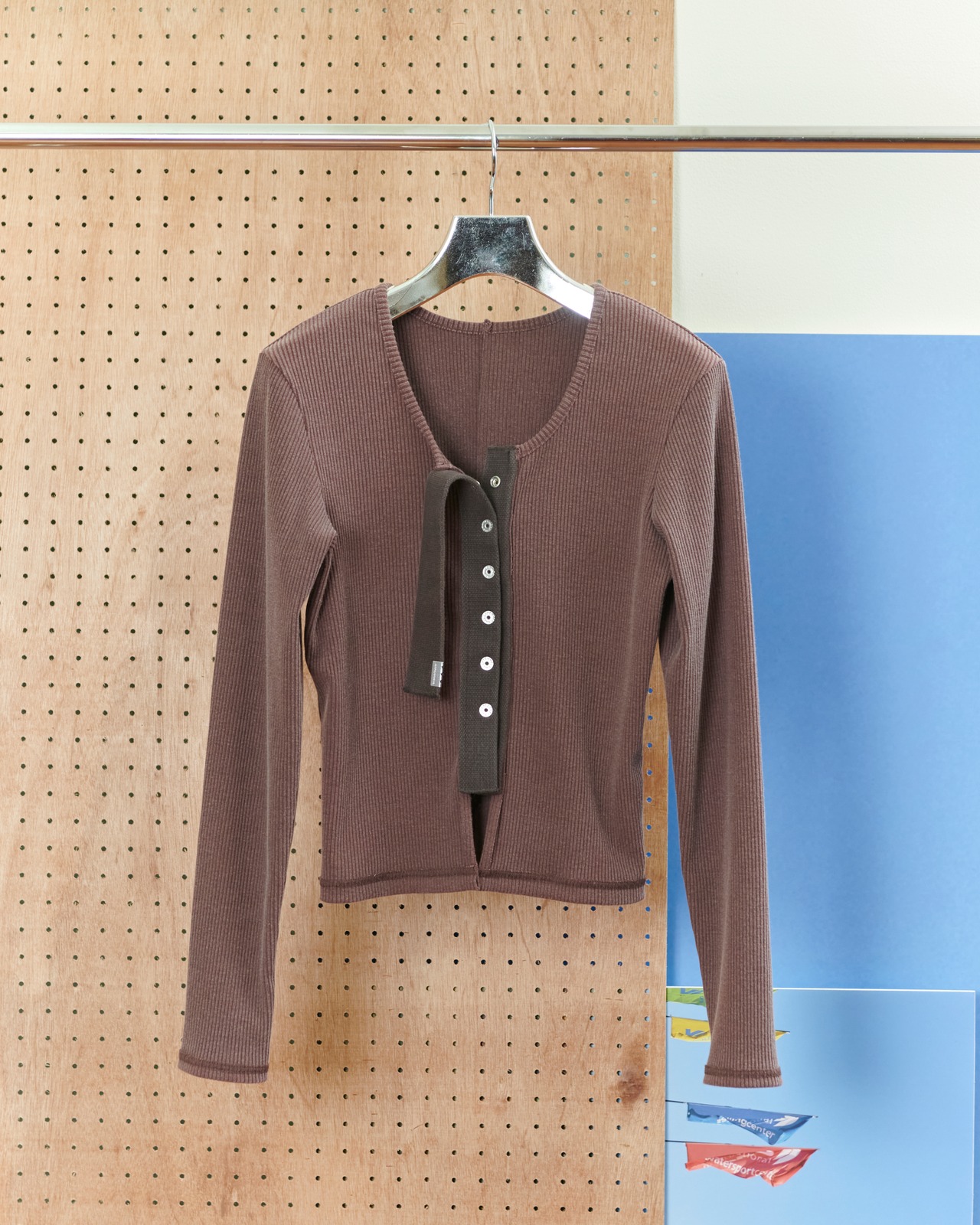 kotoha yokozawa - Click Dot Cardigan :Cacao|クリックドット/製品染めリブ+ヘビー綿テープ