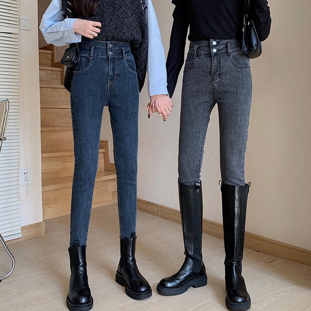 パンツ スプリングハイウェストウェスト薄手スリムジーンズ 春物 試着室32253381949