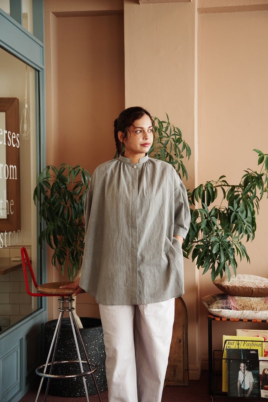 Cotton Linen Fly-Front Blouse