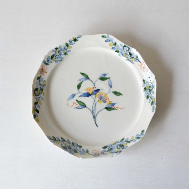 宮田竜司 呉須赤江 輪花リム皿 6寸（26-011）