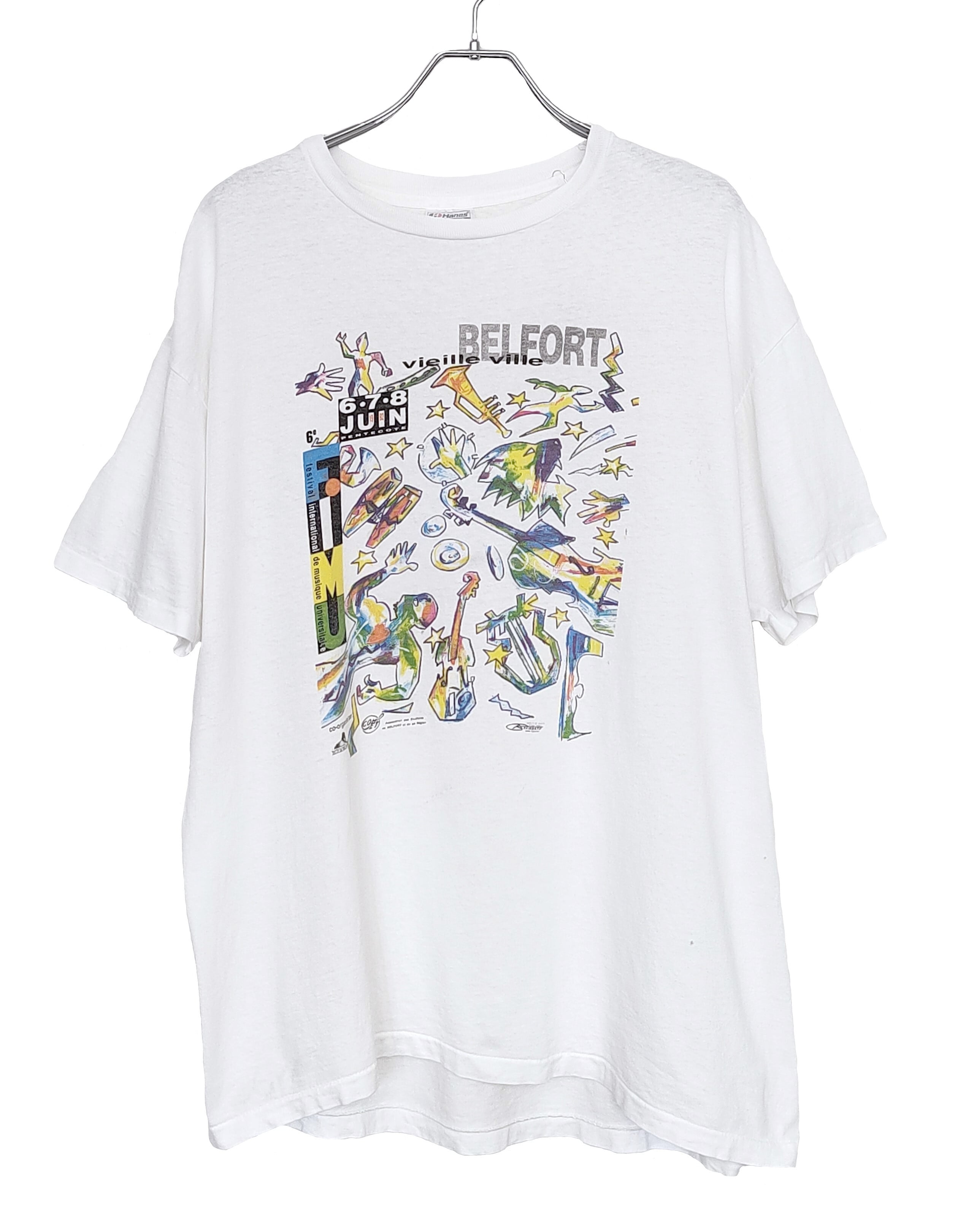 90s Hanes FIMU フランス音楽フェスティバル Tシャツ MADE IN USA WHT