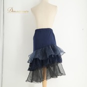 社交ダンス 衣装 Leirena レイリーナ スカート レッスンウェア ネイビー系 レース 花柄 チュール 透け感 シースルー 紺 黒 ブラック系 フリル 無地 シンプル 華やか かわいい おしゃれ 上品 ボリューミー ダンス 練習 レッスン ダンス衣装 練習着 社交ダンス衣装