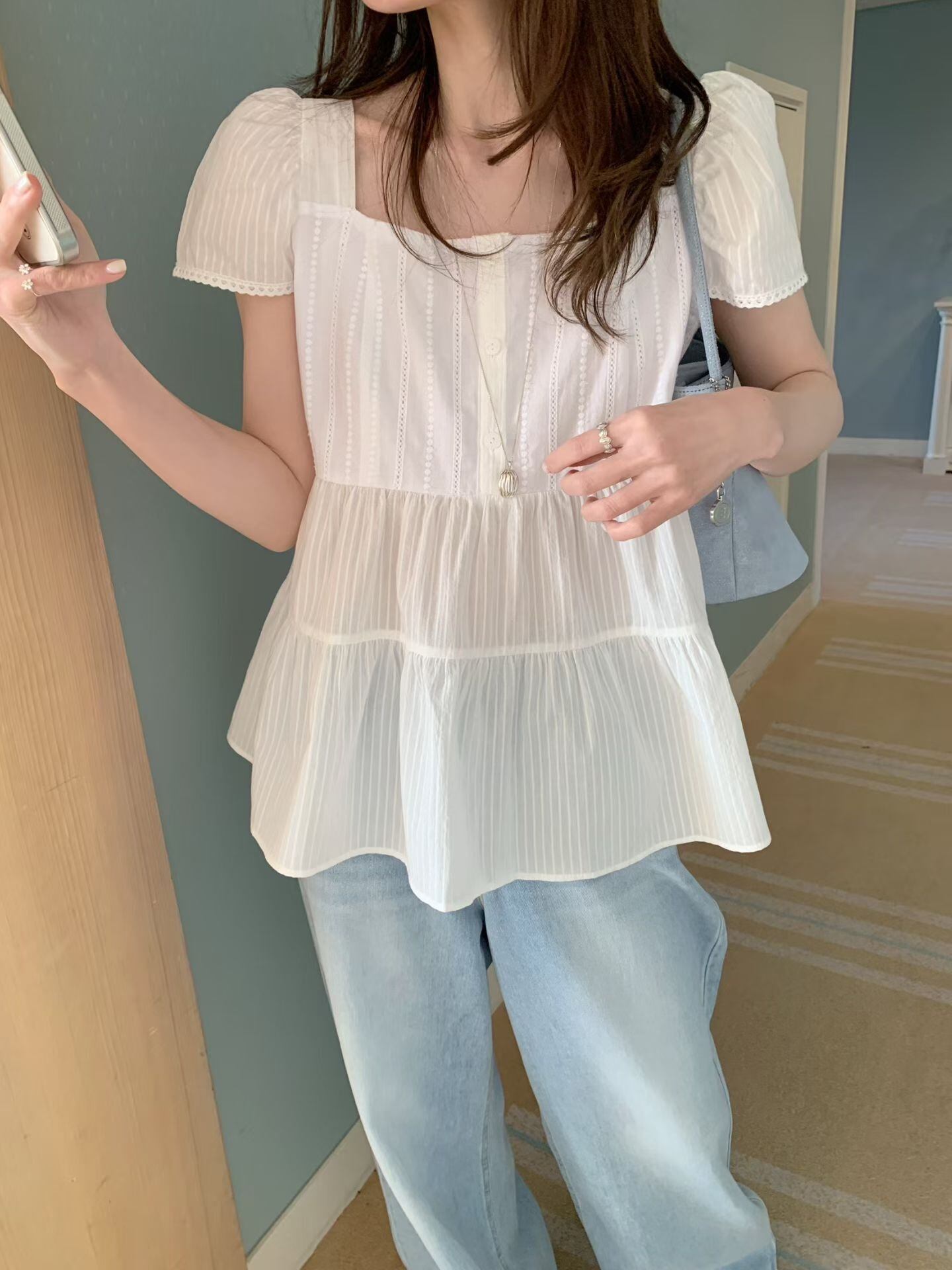 (予約)mellounge / Liz Tiered Blouse