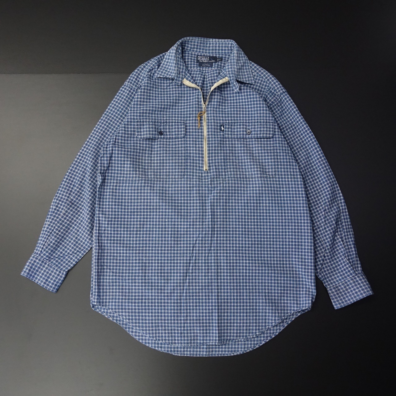 90s Vintage Ralph Lauren ラルフローレン 長袖ハーフジップシャツ 