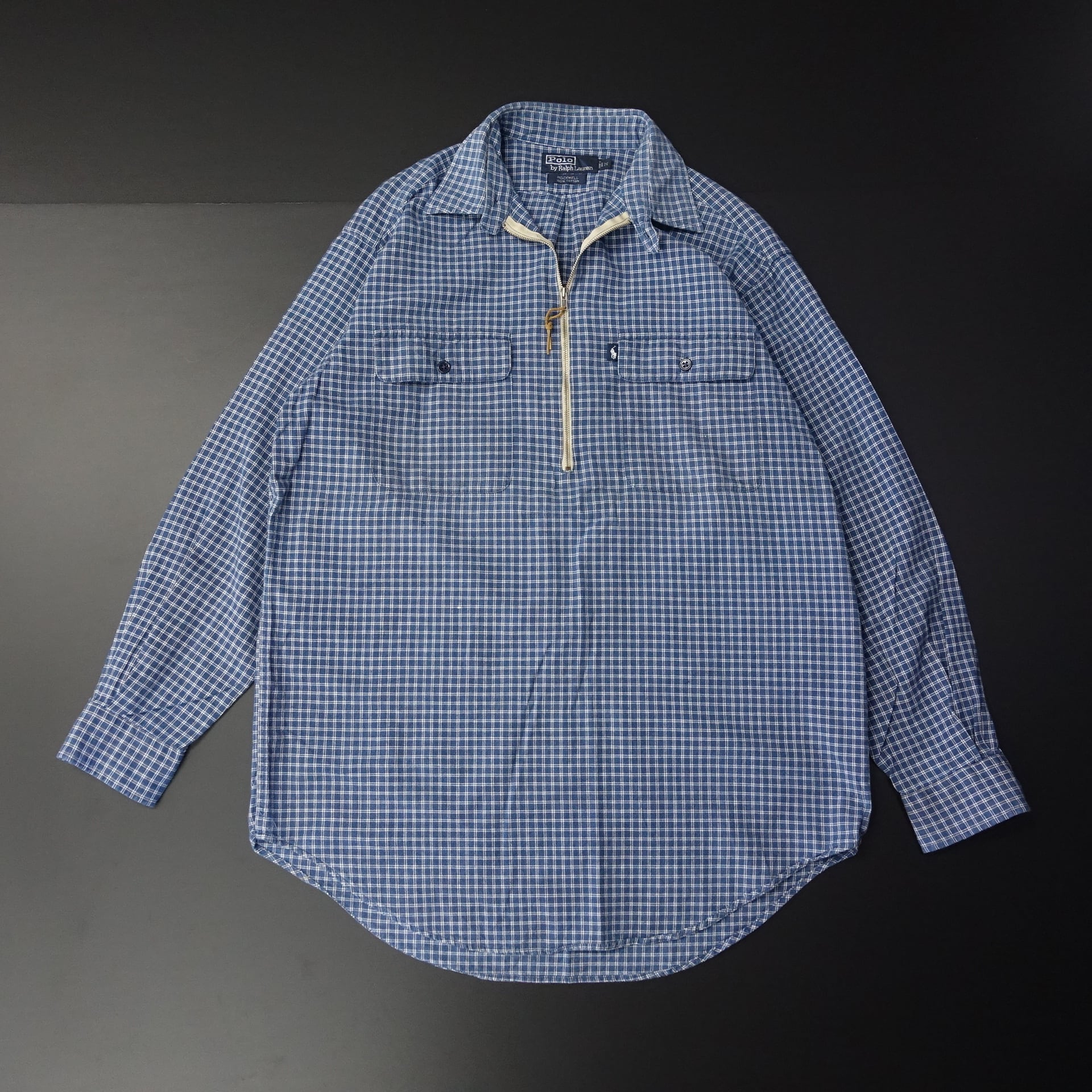 90s Vintage Ralph Lauren ラルフローレン 長袖ハーフジップシャツ 