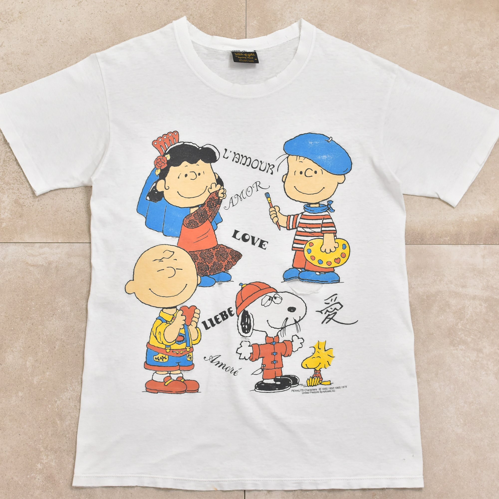 BORO & Rare 90s USA touch & gold SNOOPY T-shirt | 古着屋 grin