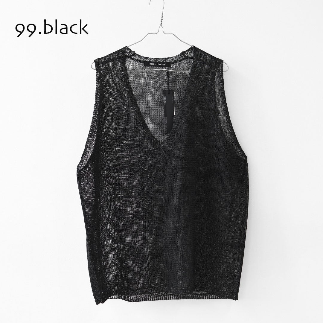 mizuiro ind [ミズイロ インド] wide V neck vest [1-220062] ワイドV