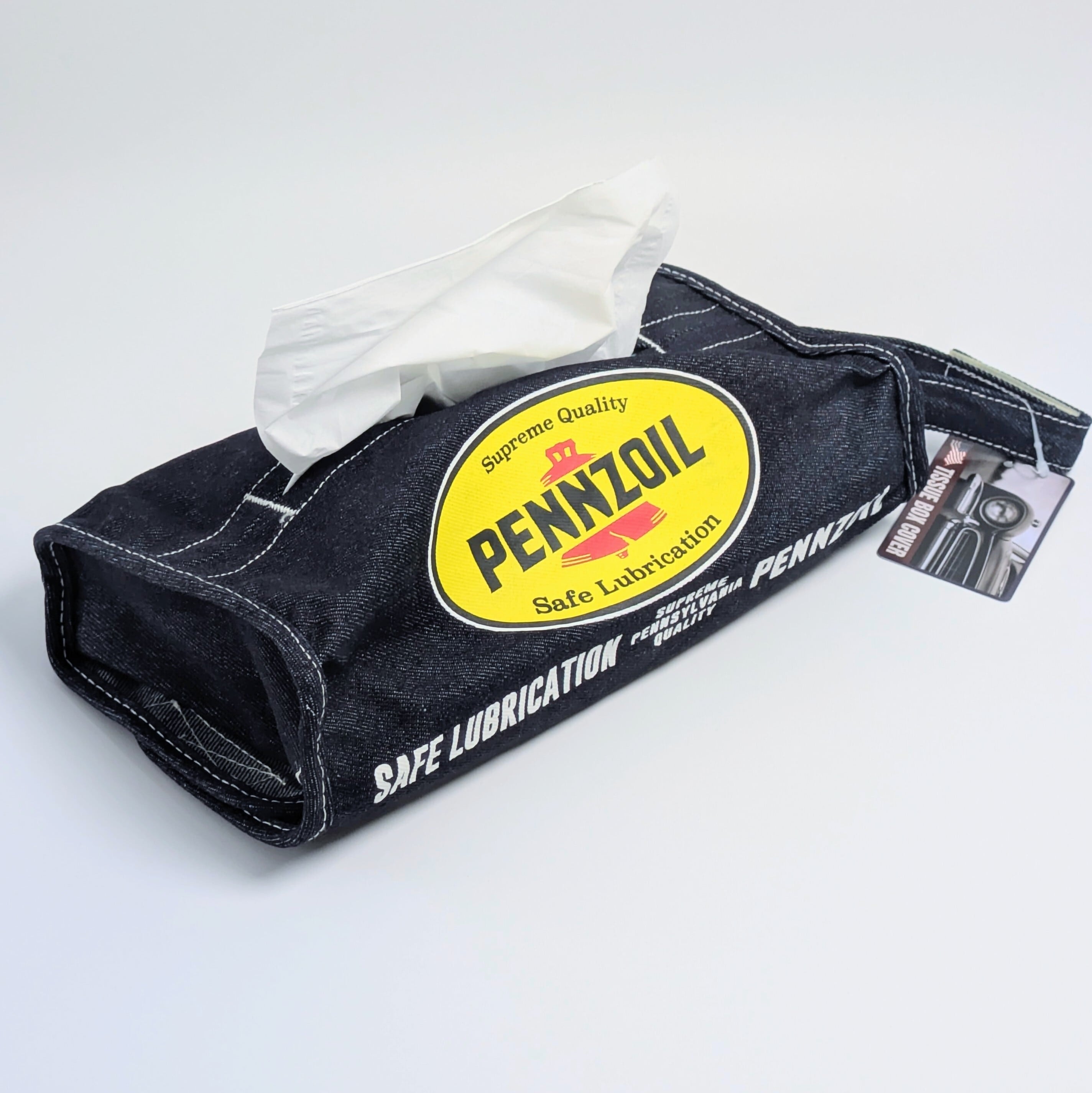 ✨️ティッシュのドレスアップに♡✨️ Denim Tissue Cover / デニム ティッシュカバー 吊り下げ / ティッシュケース【 Pennzoil ( ペンズオイル ) 】インディゴデニム