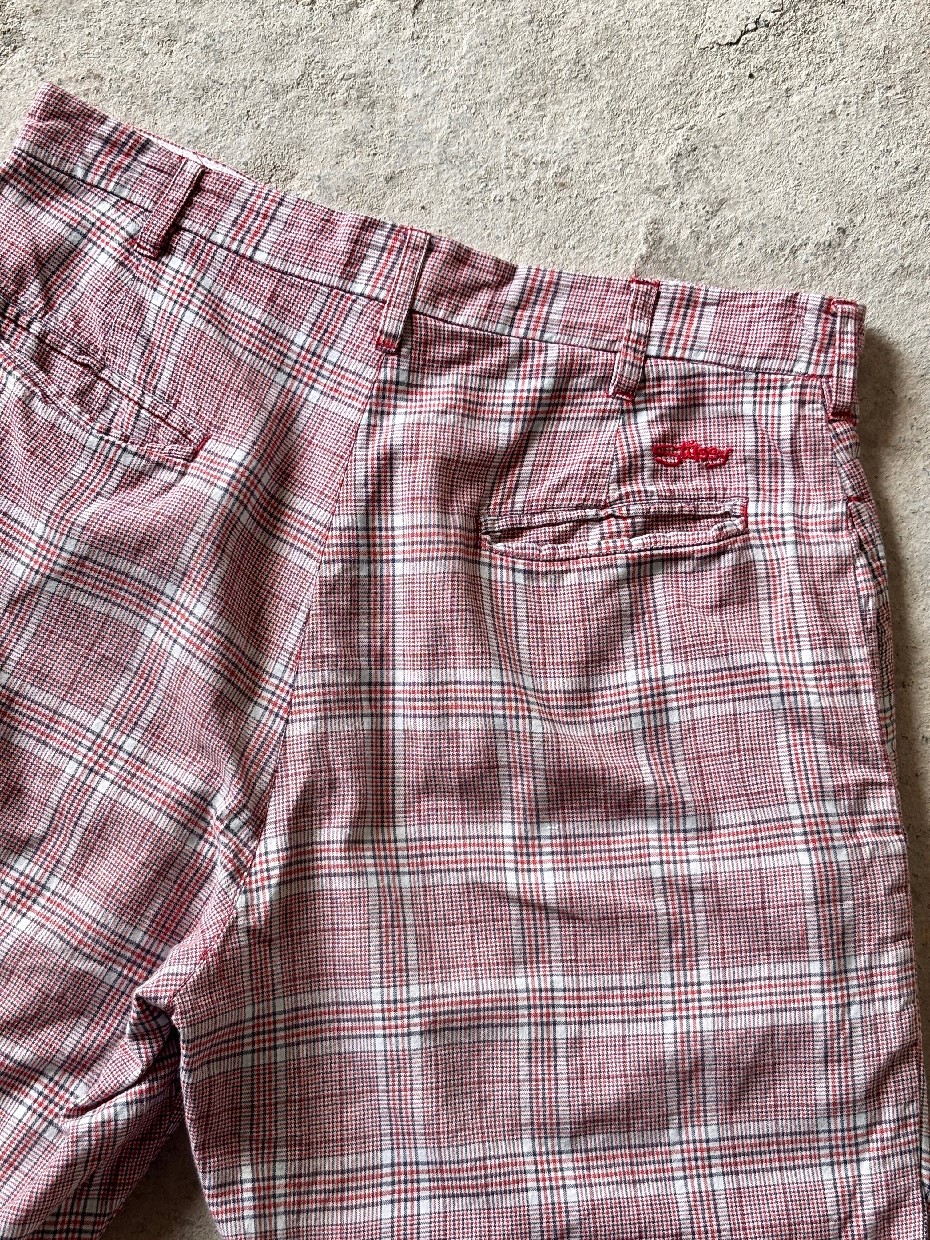 90～00s OLD STUSSY/Check print Shorts/紺タグ/W32/チェック柄ショ