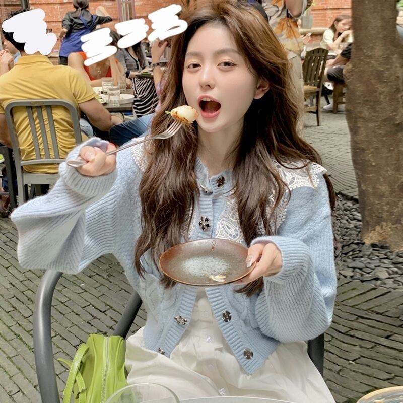 ブルーセーター コート スプリングオータムニットカーディガントップス 春物 秋物 スーパーモール80772719709