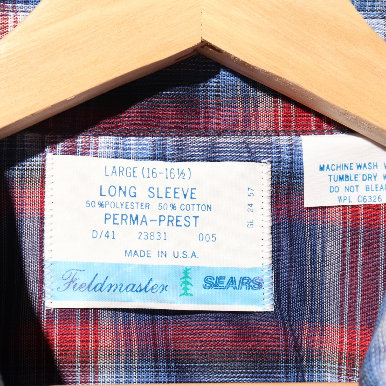 未使用 L 70s Sears USA 綿ポリ 長袖チェックシャツ コットンポリ 未使用 L 70s Sears USA 綿ポリ 長袖チェックシャツ コットンポリ