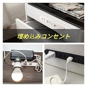 YCthriving 埋め込みコンセント 家具製作用 2つ口 2個USB電源付 木工 円形 (ブラック)