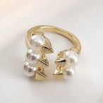 レディースアクセサリー パールリング3個セット 指輪 ゴールド フリーサイズ ファッションリング 重ね付け 上品 エレガント シンプル おしゃれ パーティー  結婚式 二次会 デート 女子会 ギフト プレゼント デザインリング y904