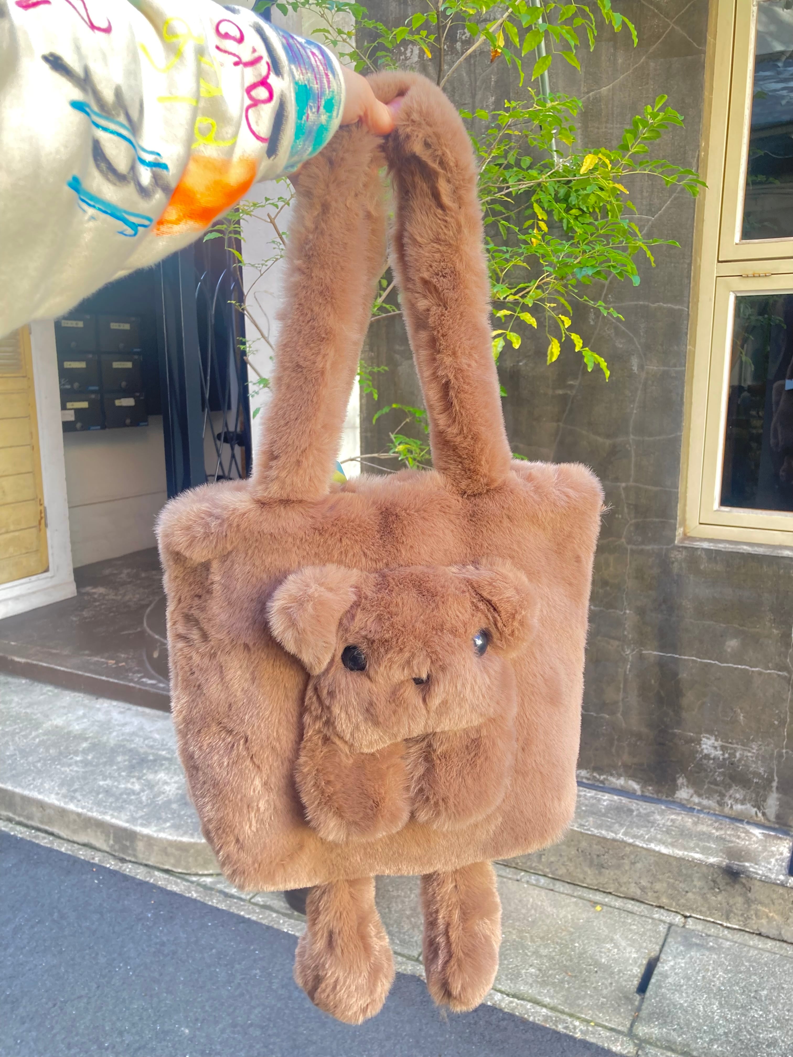 【solmu select】bear docking fur totebag(ブラウン)