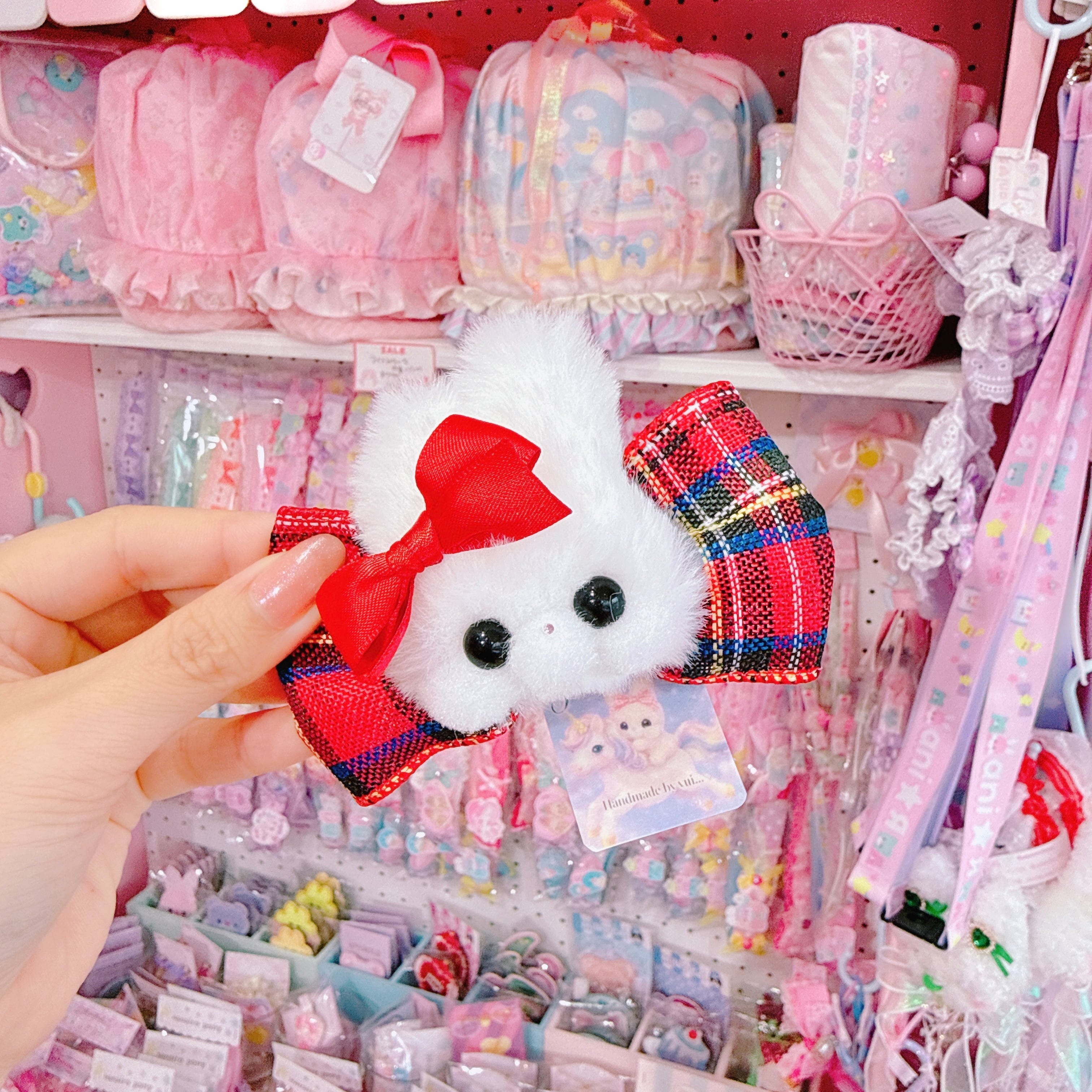 【G6】42-4タータンチェックモグモグちゃんヘアクリップ