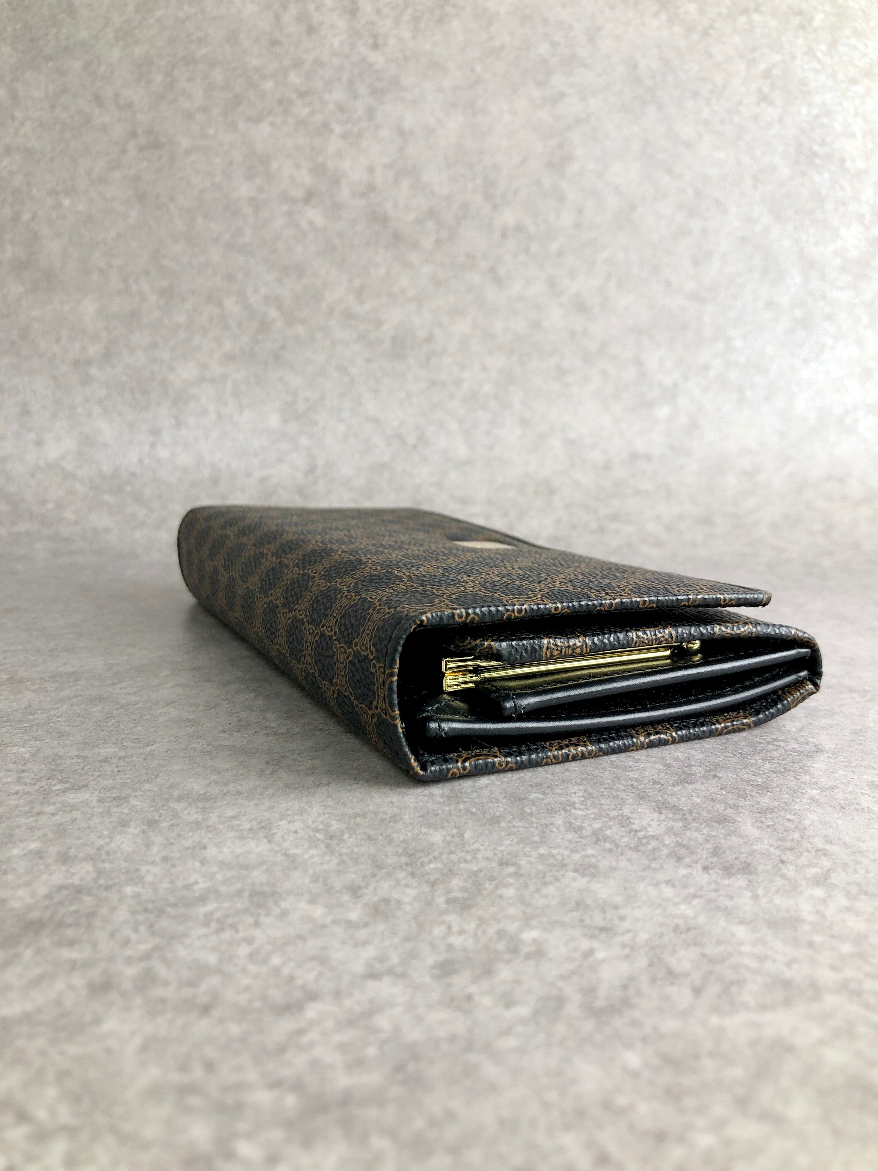 CELINE セリーヌ マカダム 財布 ブラック ロゴ PVC レザー 長財布