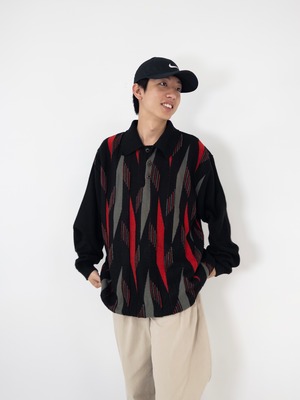 90s All pattern polo knit sweater
