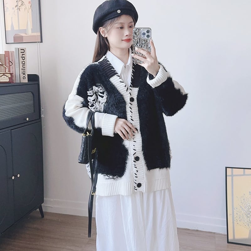 【outer】Vネックカーディガン Q6518