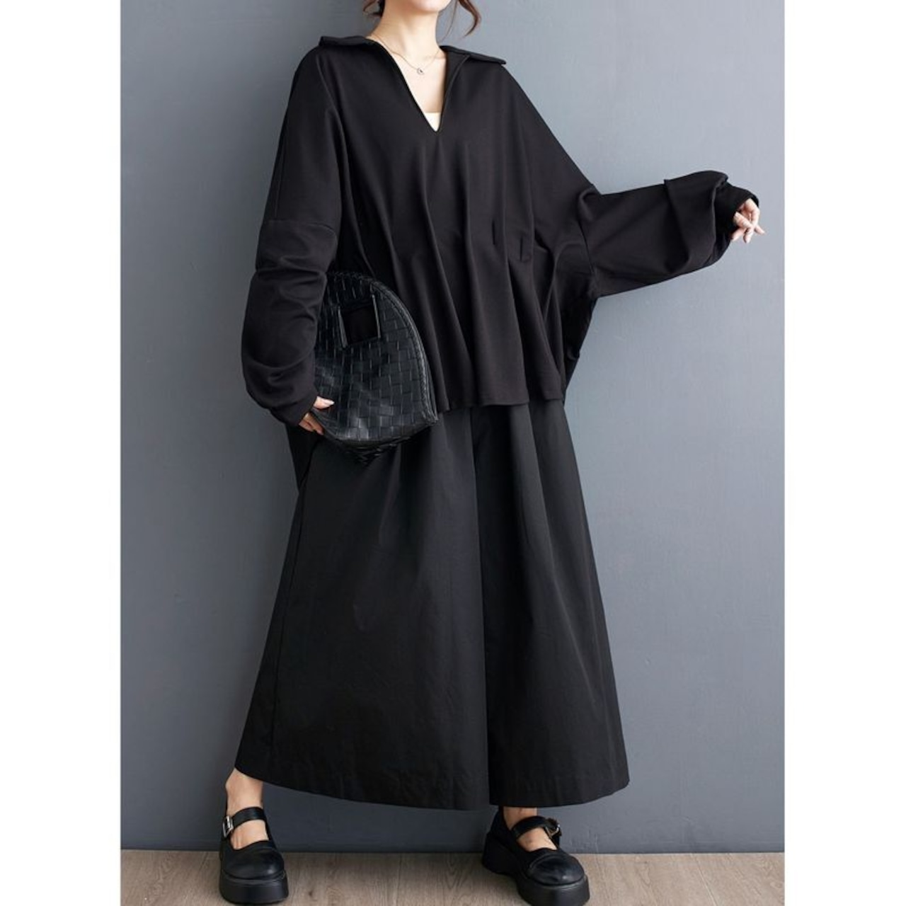 プリーツルーズ バットスリーブ シャツ 00141