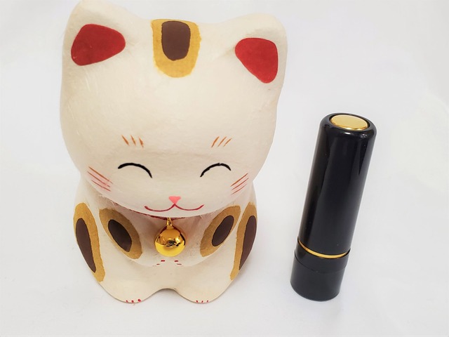 ちぎり和紙のほっこりおじぎ猫(ぶち)