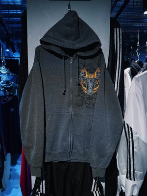 【D4C】vintage NITRO fire skull fade print design zip up hoodie