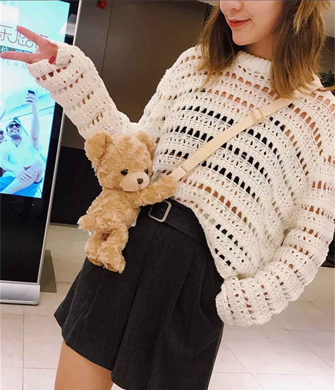 ふわもこベアバッグ*°+ 》》》 》》》 》》》 》》》海外ファッション くま ポシェット ショルダーバッグ インポート ぬいぐるみ ふわふわ 韓国ファッション