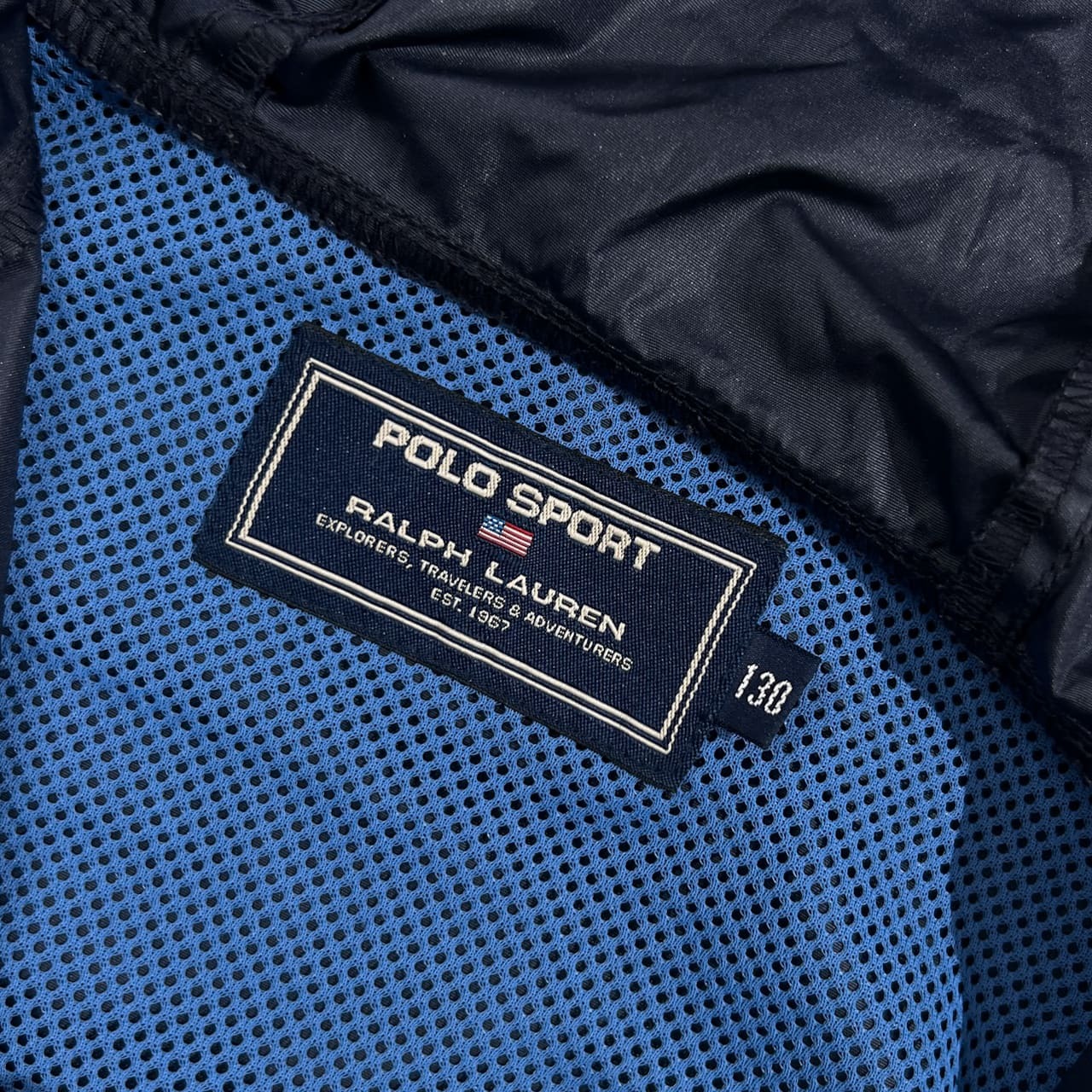 90s POLO SPORT RALPH LAUREN ラルフローレン ナイロン ハーフボタン フード ベスト ジャケット サイズ 130 /ネイビー系 キッズ ビンテージ
