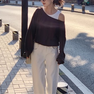 fake two-piece cut and sew top J00015