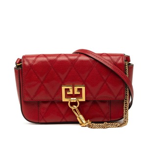 ジバンシー キルティング 斜め掛け ミニショルダーバッグ レッド レザー レディース Givenchy 【中古】