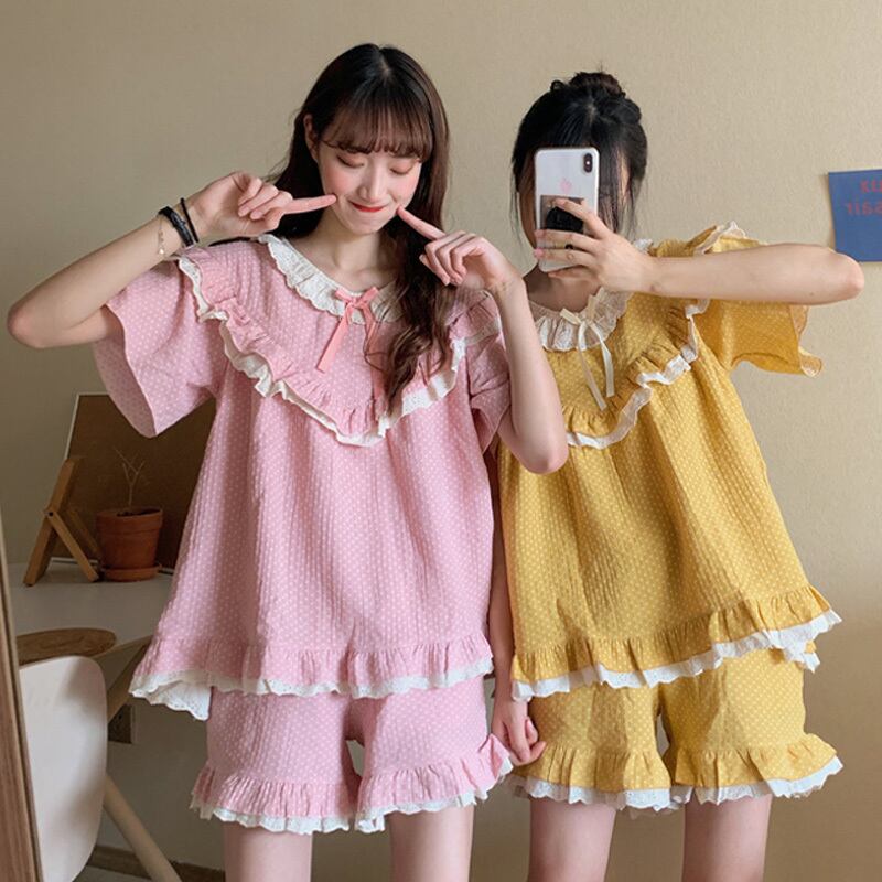 レースサマースタイルスリーブトップス ショーツ レディース 大人ガーリー スウィート キュート カジュアル 夏物 ブルマー ステッチ 萌量不足39961717500