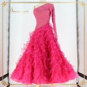 社交ダンス 衣装 タカダンス TAKADANCE スタンダードドレス ドレス ワンピース ピンク フリル レース フロート 上品 綺麗 ピンク系 華やか 伸縮性 社交ダンス用ワンピース ダンス衣装 パーティードレス おしゃれ レディース