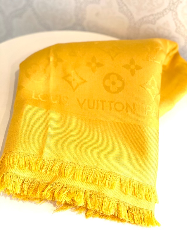 LOUISVUITTON ルイヴィトン 大判ストール イエロー 臨め 