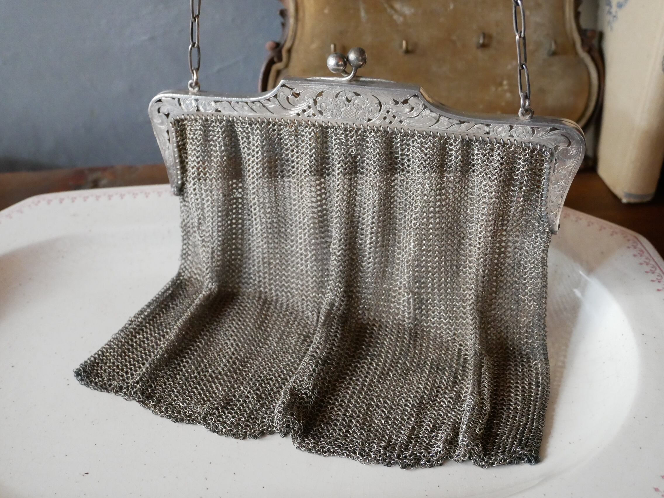 シャトレーン メッシュバッグ フランスアンティーク