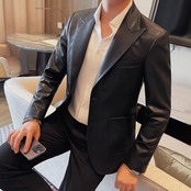 slim leather shirt 00085