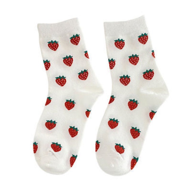【予約商品】22〜24cm 靴下 いちご柄 靴下