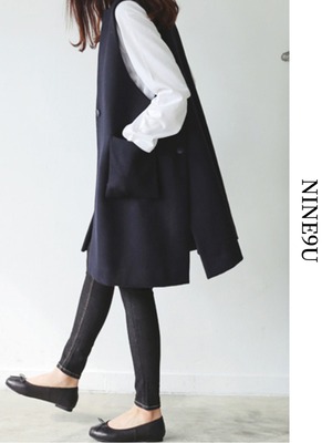 Korean style women's mid-length vest【NINE6996】