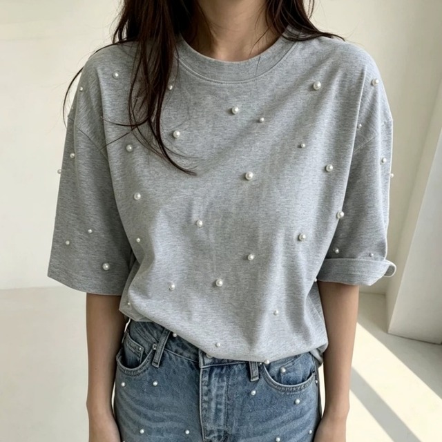 パールデザインＴシャツ　2color　N00681