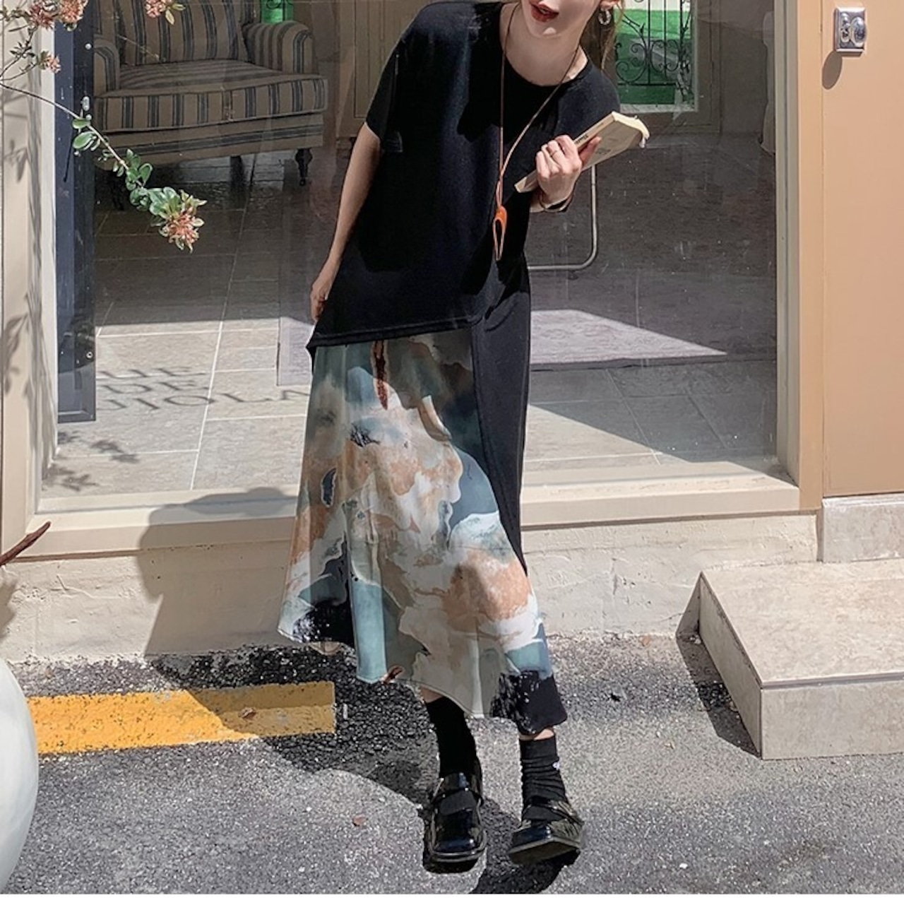 アートプリントスカート A00178