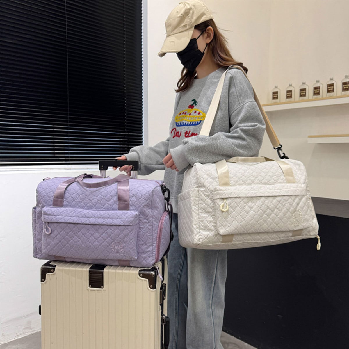 キルティング ボストンバッグ レディース メンズ 大容量 軽量 韓国