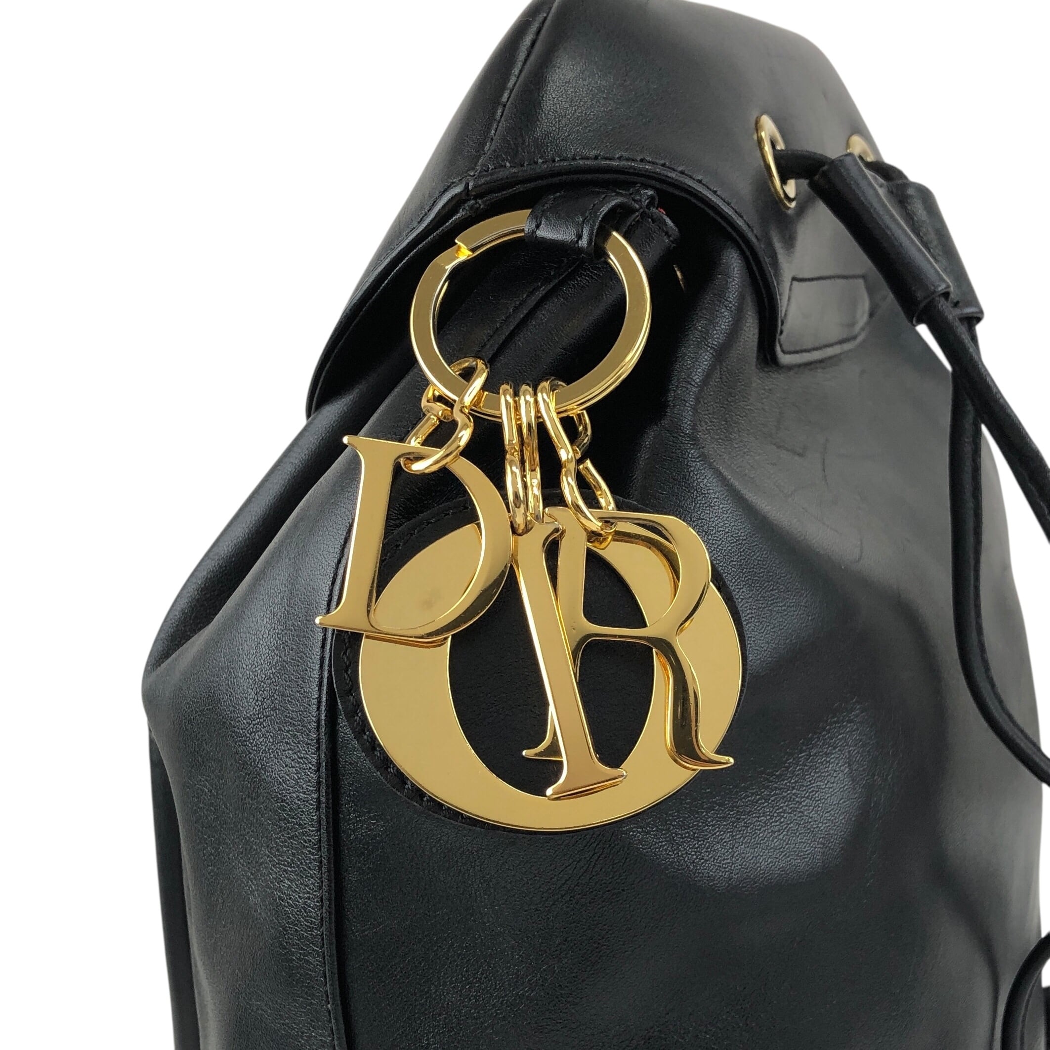 クリスチャンディオール レザーバッグ ビッグロゴ Christian Dior クリスチャン ディオール バックパック ブラック ロゴ