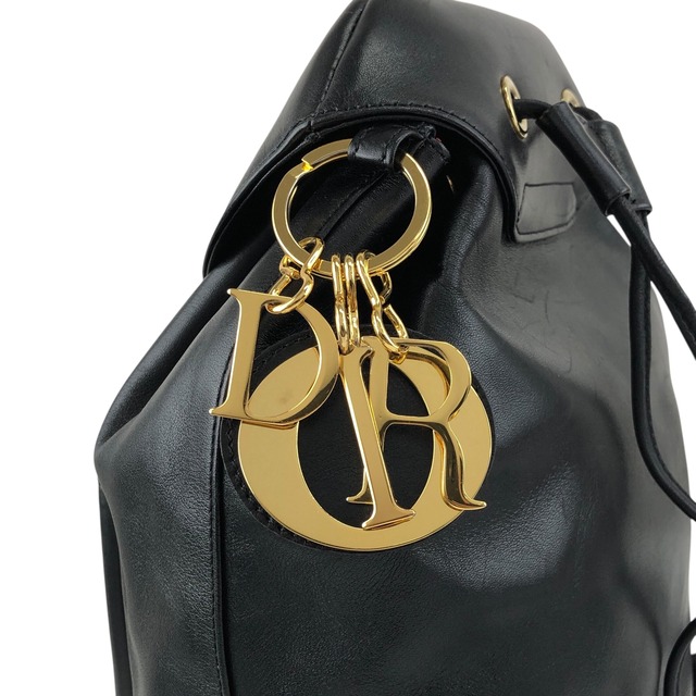 Christian Dior クリスチャン ディオール バックパック ブラック ロゴ チャーム レザー リュック vintage ヴィンテージ オールド i7gek7