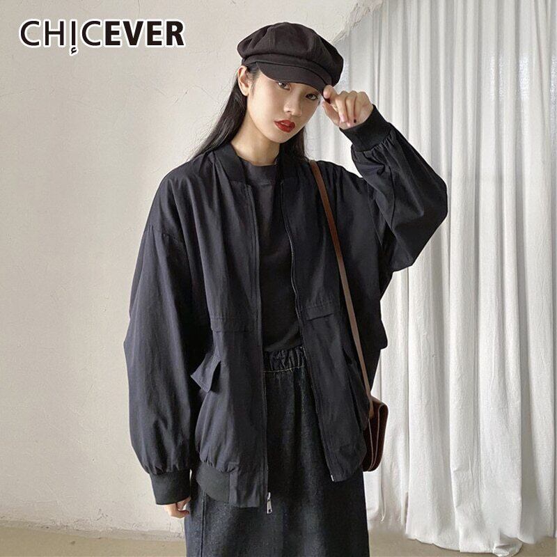 CHICEVERルーズコートレディースOネックランタン長袖ヴィンテージオーバーサイズベーシックコート秋 ロング オータム 秋物 ビンテージ 6base511922794912